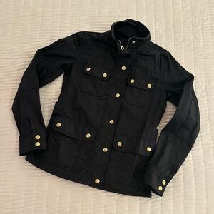 JCrew black jacket with gold snaps